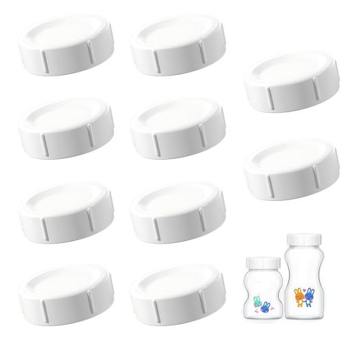 Travel and Storage Lids Compatible with Dr. Browns Wide Neck Baby Bottles, Replacement Airtight Caps Dr Brown Wide-Mouth, Pack of 10