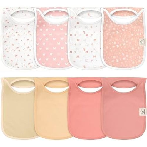 KeaBabies 8-Pack Bibs for Baby Girls, Boys, Pullover Baby Bibs(Butterflies)