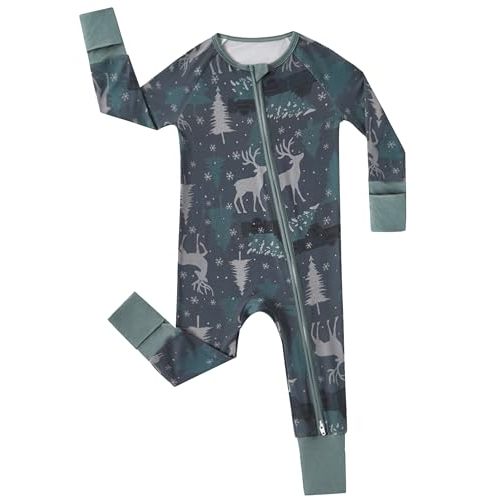 MOSSRIVER Bamboo Viscose Baby Footies with Mitten Cute Prints Long Sleeve Romper Jumpsuit Toddler One-Piece Outfits