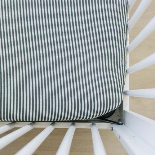 Green Stripes Muslin Crib Sheet