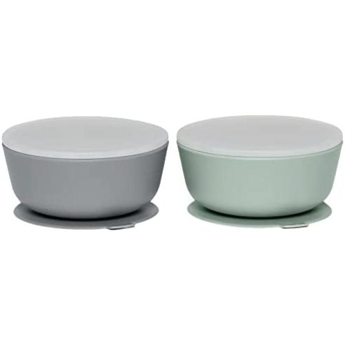 WeeSprout Silicone Suction Bowls for Babies | Leakproof Premium Plastic Lids | Durable for Babies & Toddlers | Extra Strong Suction | Easy-Release Tab | Dishwasher, Microwave & Freezer Safe | Set of 2