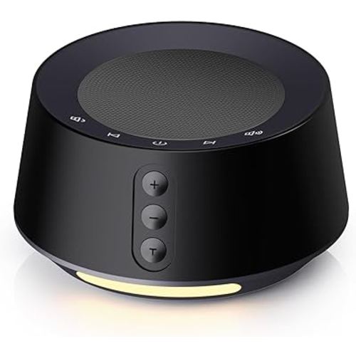 BGOVERSS White Noise Sound Machine with 20 Soothing Sounds, 10 Colors Night Light Sleep Machines Home Office Travel, 5 Timers and Memory Feature Sound Machine for Nursery Baby Kids Adults (Black)