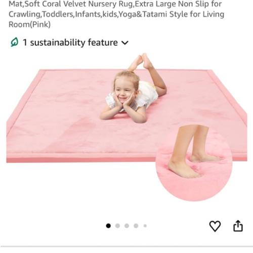 Baby Play Mat for Floor,1.3" Thick Memory foam Tummy Time Mat,Soft Coral Velvet Nursery Rug,Extra Large Non Slip for Crawling,Toddlers,Infants,kids,Yoga&Tatami Style for Living Room(Pink)