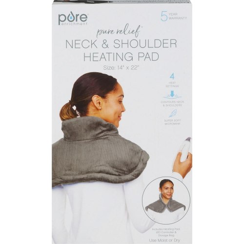 PureRelief Neck & Shoulder Heating Pad, Charcoal Gray