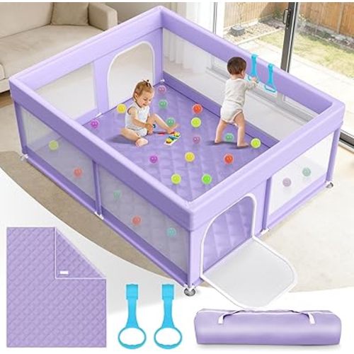 Baby Playpen with Mat 71"x59" - Playpen for Babies and Toddlers with mat Included - Large Baby Play Yard for Toddler
