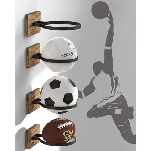 Wall Mount Basketball Holder, Ball Storage Holders Display Rack for Autograph Basketball, Football, Soccer, Volleyball Collection, Sports Accessories Organizer for Player Fans