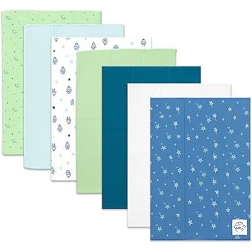 Baby Burp Cloths for Boys and Girls - 7 Pack Large 100% Cotton - Double Layered Extra Absorbent Burp Rags, Blue