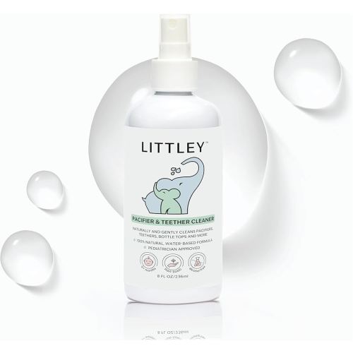 Littley Pacifier & Teether Cleaner with Hypochlorous Acid, Non-Toxic & Alcohol-Free, Gentle Formula for Cleaning Baby & Toddler Essentials, 8oz Spray Bottle