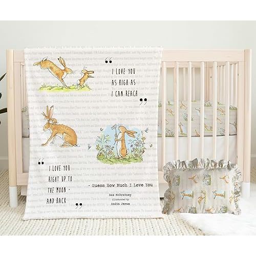 Guess How Much I Love You Minky Baby Blanket - Light Blue Nursery with Quote