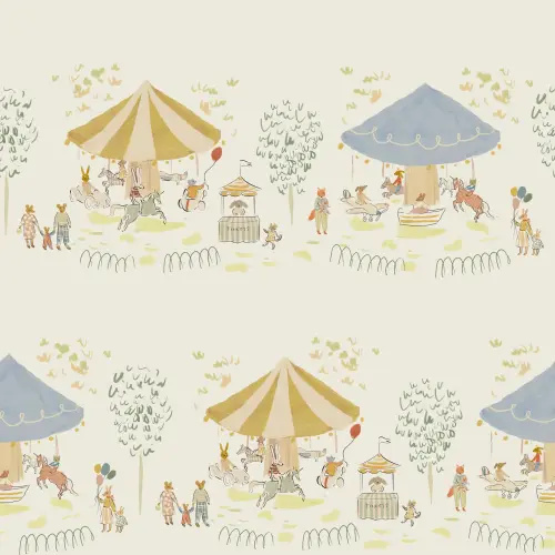 Carousel Wallpaper - Cream | Removable Kids Room & Nursery Wallpaper – In Good Fun