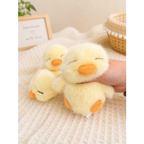 Plush Sleepy Duck Toy - Soft Stuffed Duckling Animal, Kawaii Yellow Bean Bag Plushie, Handmade Cute Gift