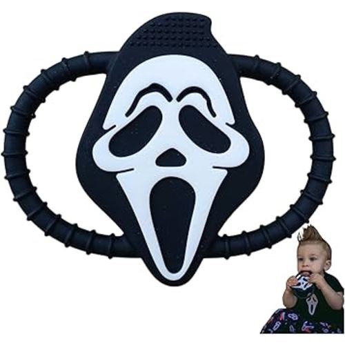 Spooky Teethers Halloween Horror Gothic Baby Teething Ring Toys – Grim Reaper Ghost Teether for Newborns, Infants & Toddlers – Sensory Toy Chew Bracelet for Teething Relief – October Fall Baby Shower