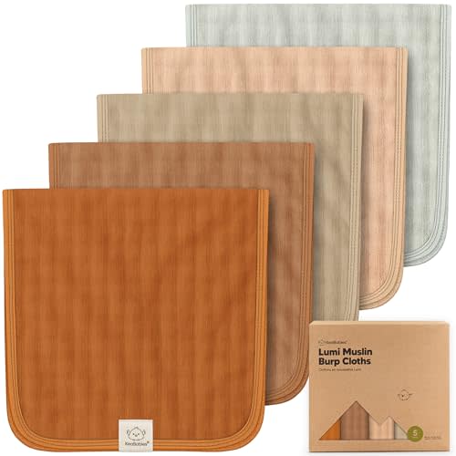 KeaBabies Cotton Muslin Burp Cloths Baby Boy, Girl - 5-Pack Soft & Absorbent Burping Cloth for Babies, Large Baby Towels & Washcloths for Newborn, Spit Up Rags, No Shrink, 20x10 (Spice)