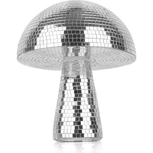 Creative Mushroom Disco Ball for Party, Table Decor Mirror Retro Handmade Disco Ball Mushroom Shape Home Art Decorations,Bar Ornaments(Silver, S(5.9''))