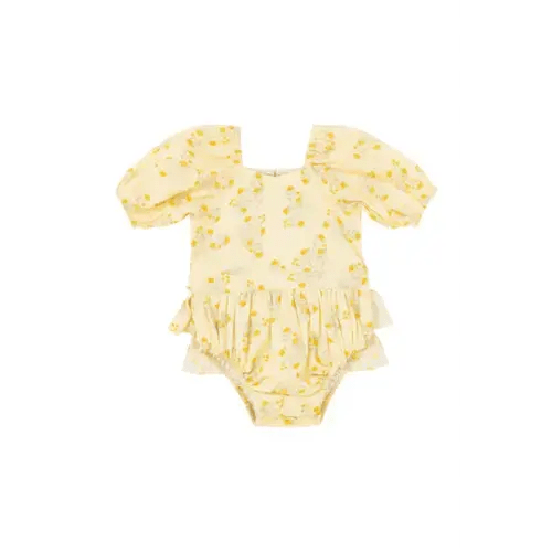 Baby Sunny Ruffle Romper in Yellow Floral