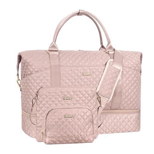 Weekender Bag, Large Travel Duffel Bag for Women, Carry on Overnight Bag with Shoe Compartment and Toiletry Bags