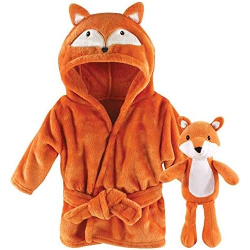 Hudson Baby unisex-baby Plush Bathrobe and Toy Set