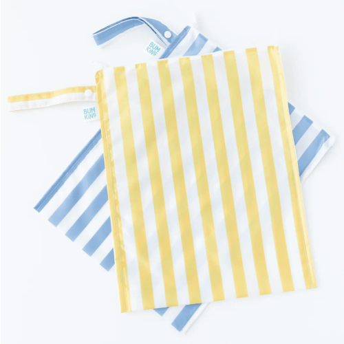 Wet Bag Plus 2 Pack: Blue + Yellow Stripe – Bumkins