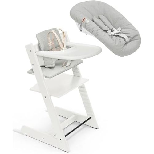 Stokke Tripp Trapp High Chair, Newborn Set, Baby Set, Cushion & Tray Bundle