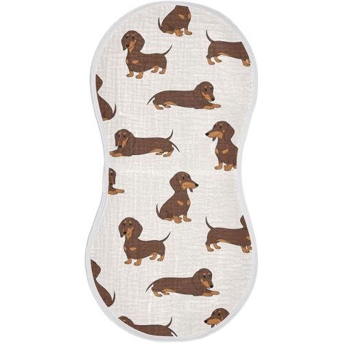 1 Pack Muslin Burp Cloths Dachshund Dogs Cute Cotton Baby Burp Cloths Soft Burping Cloth Absorbent Spit Up Rags for Newborn Babies 22x11 Inch