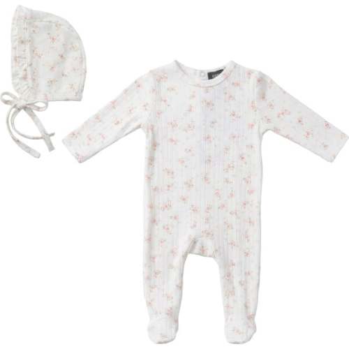 Floral Pointelle Onesie White - Space Grey | Maisonette