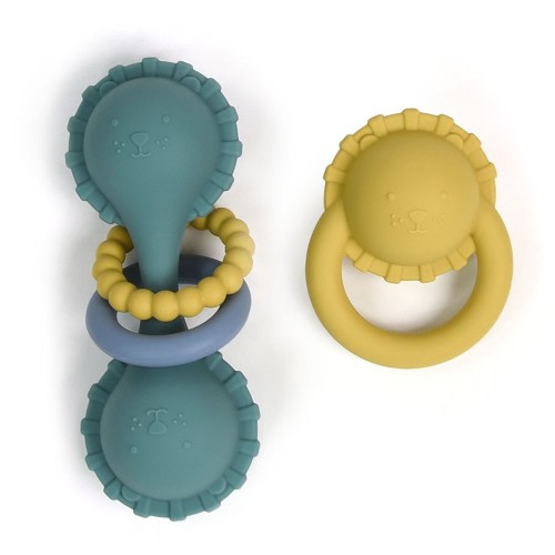 Little Rawr Rattle Gift Set Lion/Teal