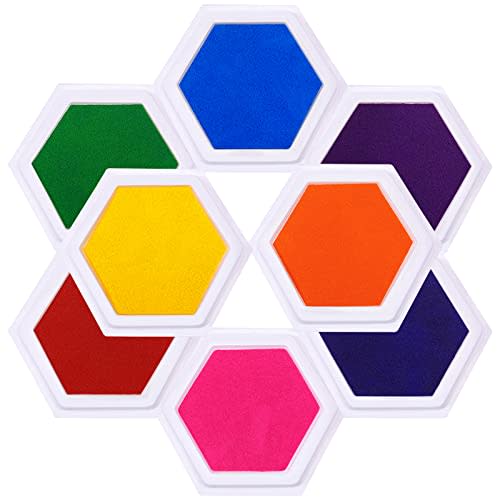 7"x8" Large Ink Pads for Kids - Handprint Footprint Size Rainbow Stamps Pad, Safe & Washable Ink Pad for Fingerprint Painting Card Making Stamp Crafting Paper Wood Fabric Scrapbook Kids Birthday Gifts