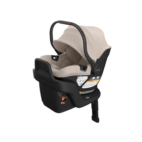 UPPAbaby Aria V2 Lightweight Infant Car Seat - Just Under 6 lbs - Base with Load Leg + Infant Insert + All-Weather FootCover Included - Direct Stroller Attachment - Ada (Sandstone)