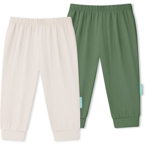 PurComfy Supersoft Baby Pants, 2-Pack Premium Bamboo Viscose Jogger Pants, Elastic Waist, Unisex 0-24 Months