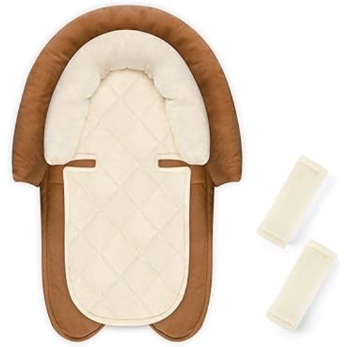 Baby Car Seat Head Body Support & Strap Covers, 2 in 1 Infant Car Seat Insert, Reversible Soft Breathable Newborn Cushion Pads for Preemie, Perfect for Baby Carseats, Strollers, Swings (Brown)