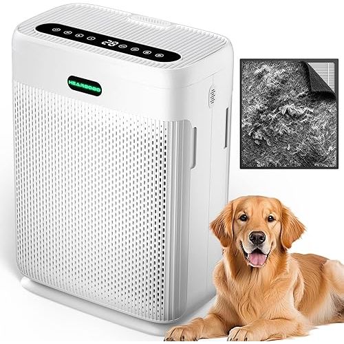 Air Purifiers for Home Large Room Up to 3000 sq ft, H13 HEPA Filter Washable, PM2.5 Air Quality Sensor, Quiet Sleep Mode, 8X Dual-Side Air Cleaner for Bedroom Pet Dander Smoke Dust Pollen