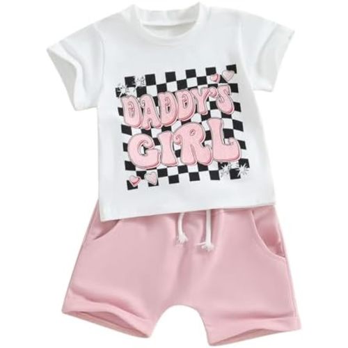 Hnyenmcko Baby Girl Summer Clothes Daddy's Girl T-Shirt and Shorts Set