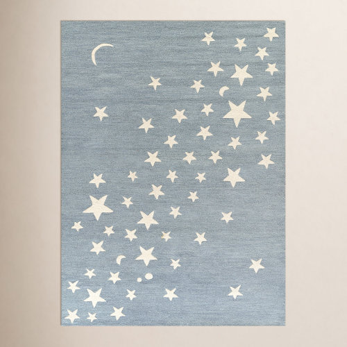 Birch Lane™ Lola Hand Tufted Wool Moon and Star Blue Area Rug | Wayfair