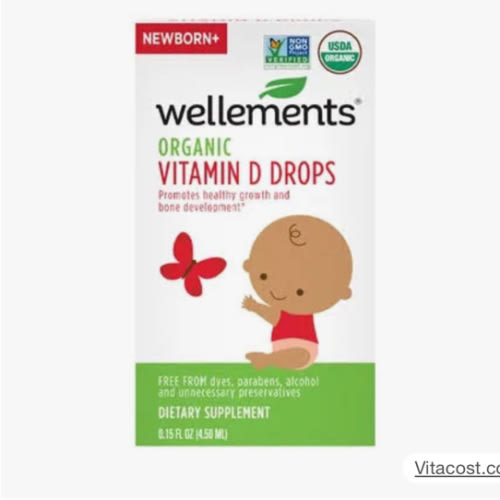 Wellements Organic Baby Vitamin D Drops Newborn+ -- 0.15 fl oz - Vitacost