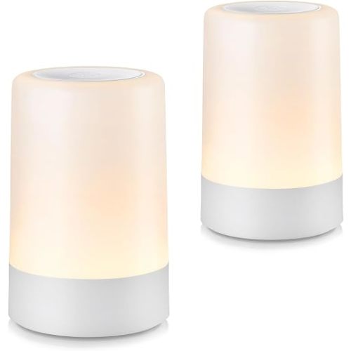 2 Pack Baby Night Light for Nursery, Rechargeable Touch Night Light, Portable Bedside Lamp, Dimmable Nursing Light for Breastfeeding, Diaper Changes, Kids Room & Bedroom