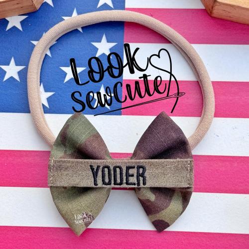 Mini Military name tape bow 2.5 inches