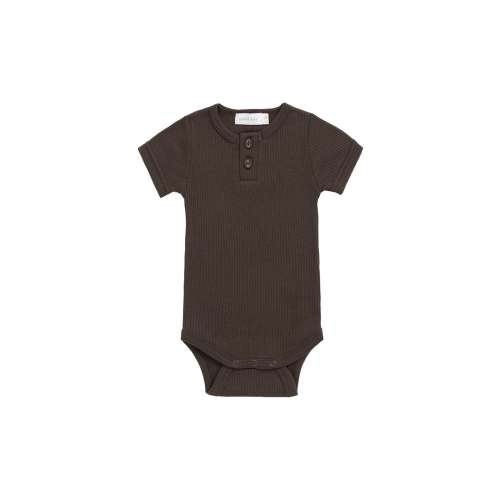 Organic Cotton Modal Darcy Rib Tee Bodysuit - Dark Coffee