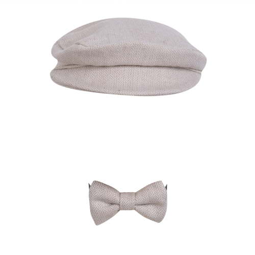 Baptism Hat for Baby Boy Flat Newsboy Driver Cap and Bow tie Set Gatsby Cap Pageboy Golf hat 0-1 Years