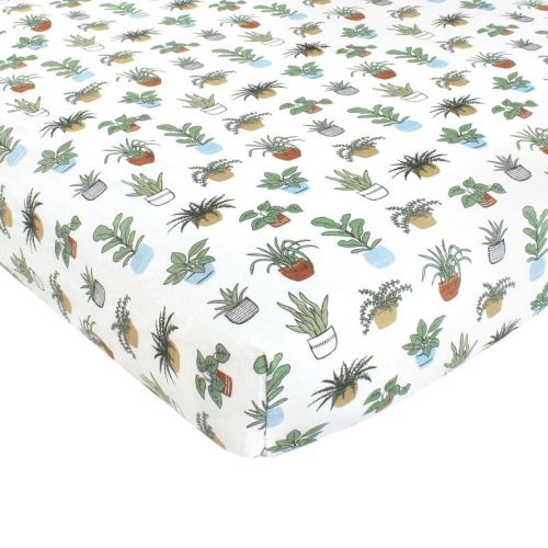 Hudson Baby Cotton Fitted Crib Sheet, Plants, One Size