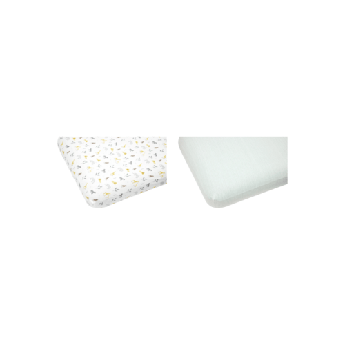 2 Pack Flannelette Cotton Fitted Cot Sheets - Safari and Wave Stripe