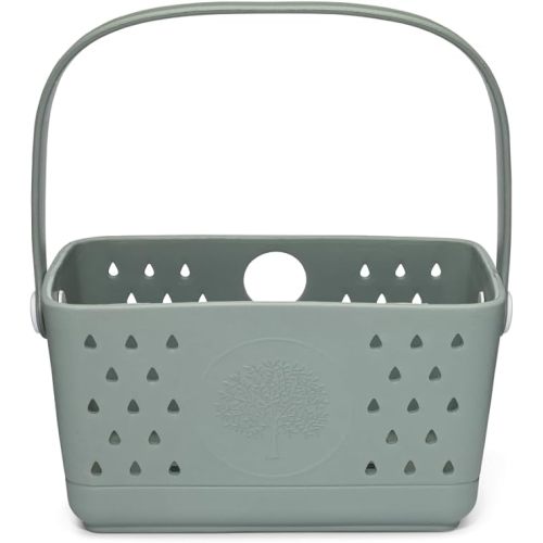 Parker Baby Bath Caddy | BPA Free & Food Grade Shower Caddy Organizer for Toys & Supplies | Quick-Dry, Sturdy & Perfect Size Shower Basket w/Handle in Neutral Colors