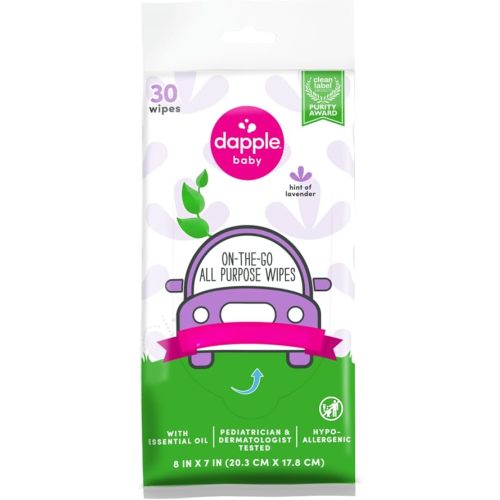 Dapple baby All Purpose Wipes, Hypoallergenic & Powered by Plants Cleaning Wipes, Hint of Lavender, 30 Count (Pack of 1)