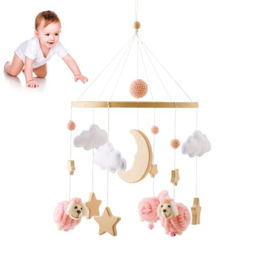 Baby Crib Mobile Wooden Wind Chime Bed Bell, Baby Mobile Wind Chime | Creative Pendant Toy Wooden Wind Chime Nursery Decoration, Handmade Baby Mobile