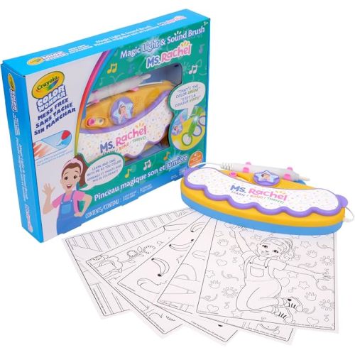 Crayola Color Wonder Magic Light Brush Featuring Ms. Rachel, MessFree Coloring Set with Songs, Paint Set for Toddlers, Art Gift for Kids, Ages 3 & Up