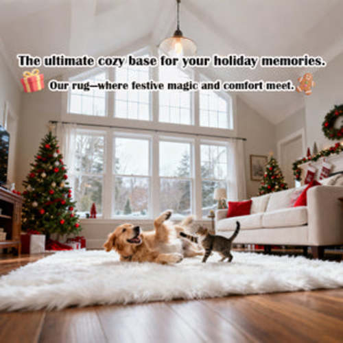 Luxury Washable Faux Sheepskin Rug - Pet & Stain Proof Shag Carpet for Home