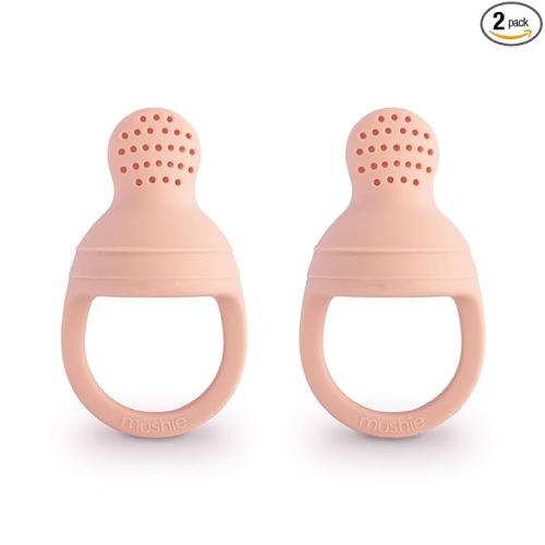 mushie Silicone Baby Fresh Fruit & Food Feeder Pacifier | 6 Months+ (Blush)