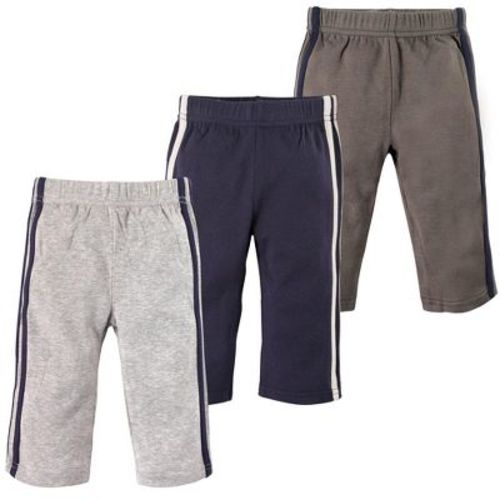 Hudson Baby Basics Infant Baby Everyday Cotton Pants 3-Pack, Oceanic Stone, 3-6 Months