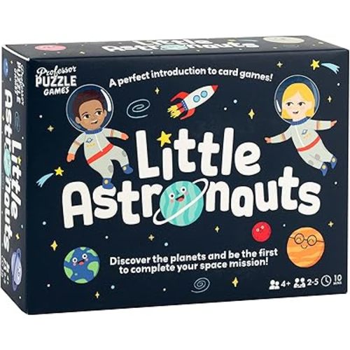 Professor Puzzle: Little Astronauts - Space Mission Card Game, Discover Planets, Facts Poster, Number Skills, Ideal Starter Game, Kids 4+, 2-5 Players