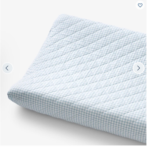 Ditsy Gingham Classic Cool Organic Cotton Percale Quilted Changing Pad Cover