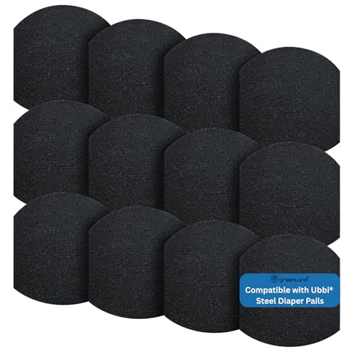 Greenland® 12-Pack Carbon Filter Refills Compatible with Ubbi® Diaper Pail – Activated Charcoal Odor Absorbing Pads, Long-Lasting Deodorizer Replacement for Ubbi Steel Diaper Pail